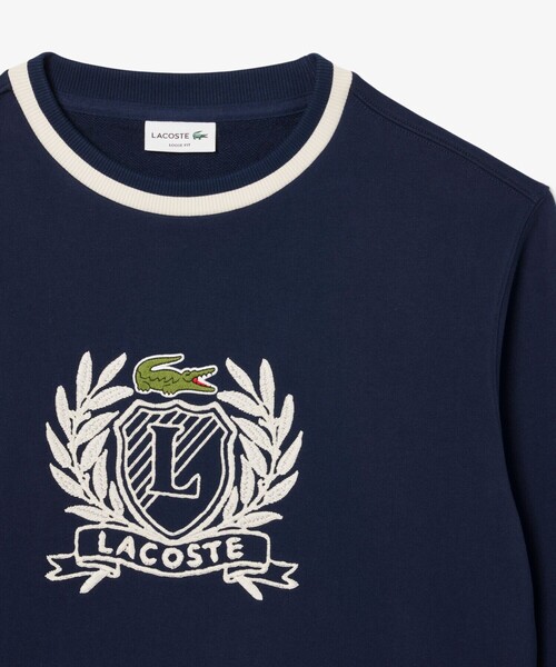 LACOSTE(ラコステ)の「裏パイル ハンドステッチ風ヴィンテージ フレンチグラフィックステッチ スウェットプルオーバー(スウェット・メンズ・グリーン/オフホワイト/ネイビー・2/3/4/5)」の5枚目の写真
