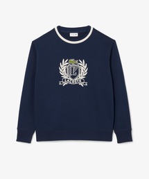 【試着のみ】LACOSTE ネイビー スウェット US M Unisex High-Neck Zip-Up Printed Sweatshirt - Sweaters
