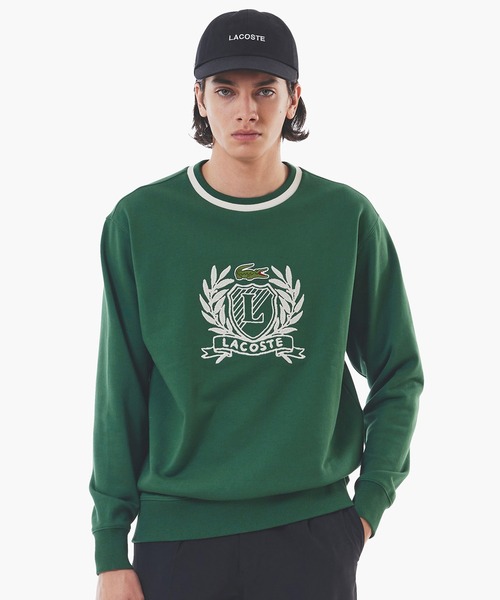 LACOSTE(ラコステ)の「裏パイル ハンドステッチ風ヴィンテージ フレンチグラフィックステッチ スウェットプルオーバー(スウェット・メンズ・グリーン/オフホワイト/ネイビー・2/3/4/5)」の3枚目の写真