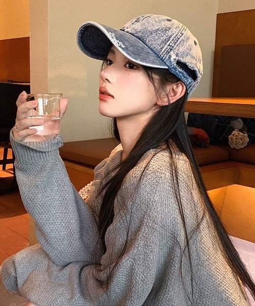 Ressaca(レサーカ)の「ワンポイント刺繍ロゴダメージ加工デニムベースボールキャップ(キャップ・メンズ・インディゴブルー/ブルー/ブラック・FREE)」の5枚目の写真