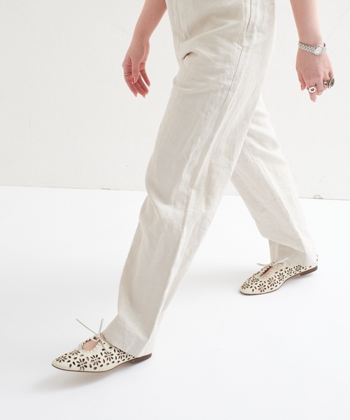 GRISEレザーARTISANフラワーカットフラット（その他シューズ
