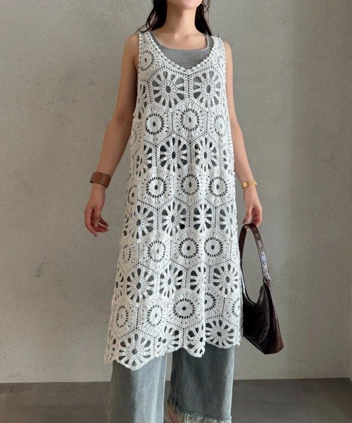 efill(エフィル)の「花柄 刺繍 のレース ワンピース(ワンピース・レディース・ホワイト・FREE)」の1枚目の写真