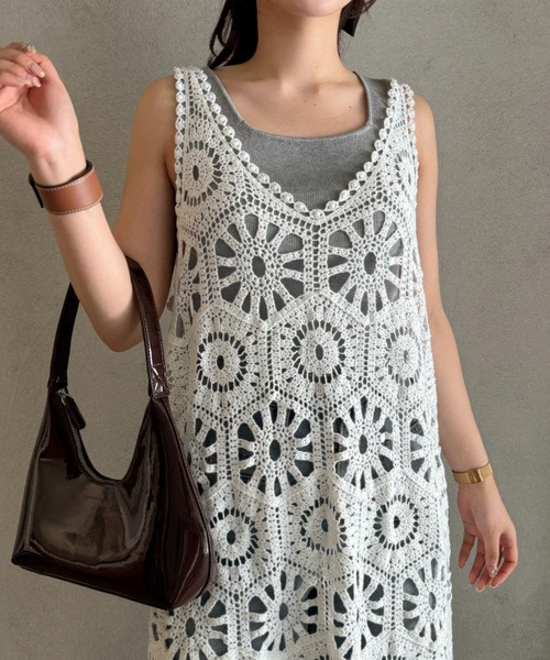 efill(エフィル)の「花柄 刺繍 のレース ワンピース(ワンピース・レディース・ホワイト・FREE)」の6枚目の写真