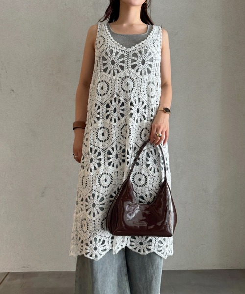 efill(エフィル)の「花柄 刺繍 のレース ワンピース(ワンピース・レディース・ホワイト・FREE)」の8枚目の写真