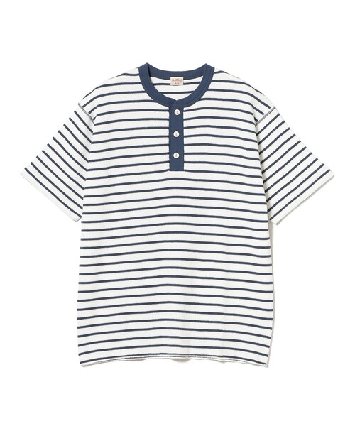 Healthknit（ヘルスニット）の「Healthknit / 別注 Honeycomb Thermal Henry Neck T-shirt Horizontal Stripe（Tシャツ/カットソー・メンズ・ホワイト系その他/ホワイト系その他2・XL/L/M/S）」の12枚目の写真