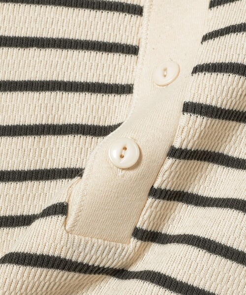 Healthknit（ヘルスニット）の「Healthknit / 別注 Honeycomb Thermal Henry Neck T-shirt Horizontal Stripe（Tシャツ/カットソー・メンズ・ホワイト系その他/ホワイト系その他2・XL/L/M/S）」の18枚目の写真