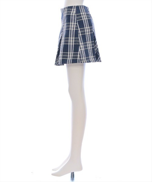 clear（クリア）の「ボックスプリーツチェックミニスカート[スタイルアップ ガーリー 韓国ファッション]≪SS新作≫（スカート・レディース・ブラック/ネイビー・M/S）」の4枚目の写真