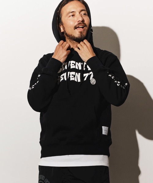 seventy seven(セブンティセブン)の「mpa3775-heavy onz sweat P-O hoodie (77funny) パーカー(パーカー・メンズ・ブラック/ナチュラル/アッシュ・S/M/L/XL)」の4枚目の写真