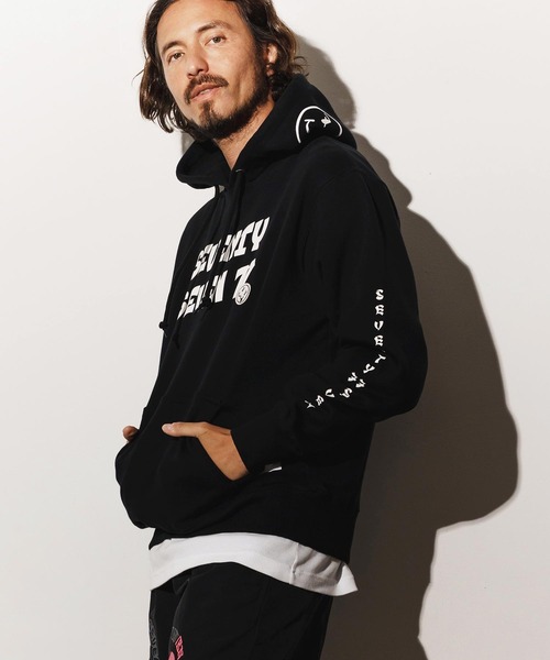 seventy seven(セブンティセブン)の「mpa3775-heavy onz sweat P-O hoodie (77funny) パーカー(パーカー・メンズ・ブラック/ナチュラル/アッシュ・S/M/L/XL)」の5枚目の写真