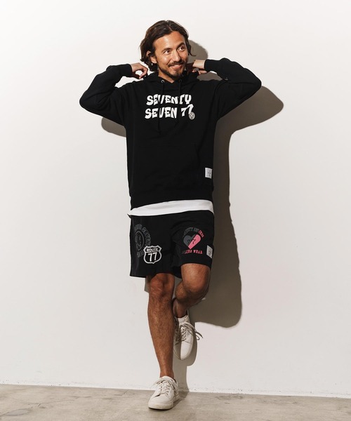 seventy seven(セブンティセブン)の「mpa3775-heavy onz sweat P-O hoodie (77funny) パーカー(パーカー・メンズ・ブラック/ナチュラル/アッシュ・S/M/L/XL)」の7枚目の写真