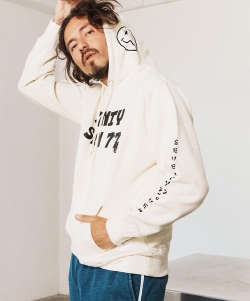 seventy seven(セブンティセブン)の「mpa3775-heavy onz sweat P-O hoodie (77funny) パーカー(パーカー・メンズ・ブラック/ナチュラル/アッシュ・S/M/L/XL)」の9枚目の写真
