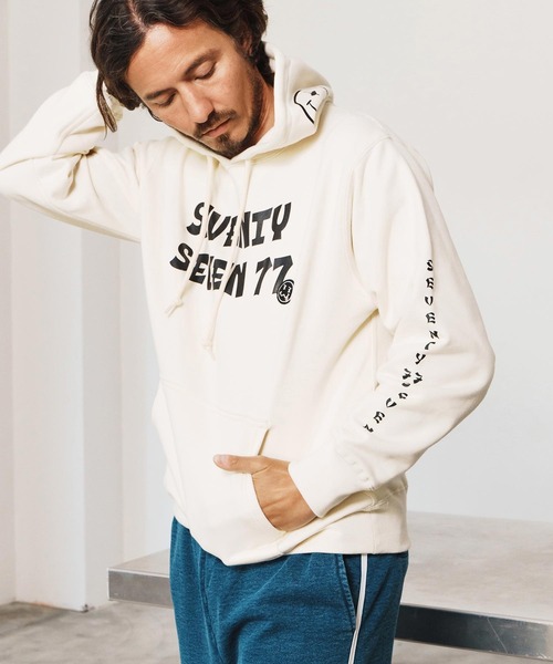 seventy seven(セブンティセブン)の「mpa3775-heavy onz sweat P-O hoodie (77funny) パーカー(パーカー・メンズ・ブラック/ナチュラル/アッシュ・S/M/L/XL)」の10枚目の写真