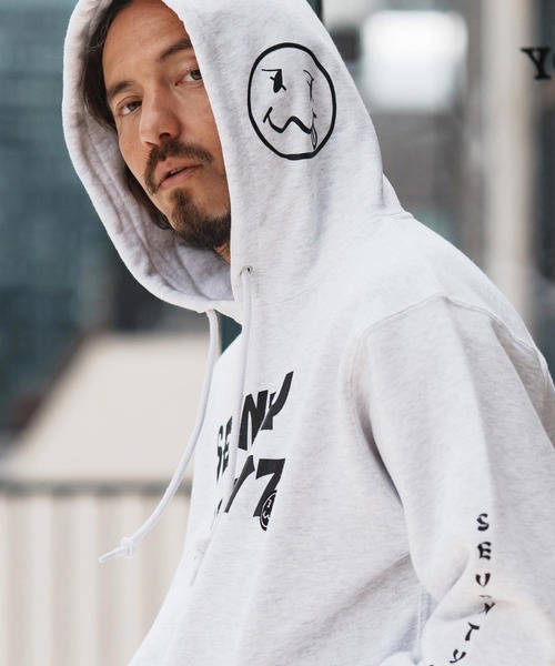 seventy seven(セブンティセブン)の「mpa3775-heavy onz sweat P-O hoodie (77funny) パーカー(パーカー・メンズ・ブラック/ナチュラル/アッシュ・S/M/L/XL)」の14枚目の写真