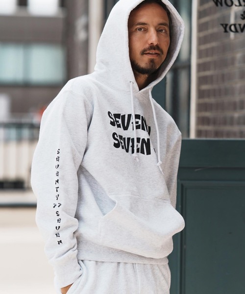 seventy seven(セブンティセブン)の「mpa3775-heavy onz sweat P-O hoodie (77funny) パーカー(パーカー・メンズ・ブラック/ナチュラル/アッシュ・S/M/L/XL)」の16枚目の写真