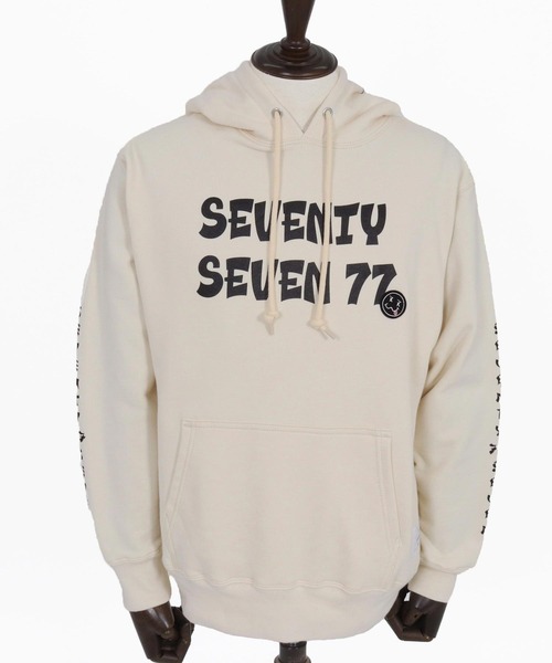 seventy seven(セブンティセブン)の「mpa3775-heavy onz sweat P-O hoodie (77funny) パーカー(パーカー・メンズ・ブラック/ナチュラル/アッシュ・S/M/L/XL)」の21枚目の写真