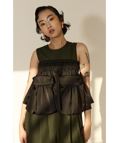 OMMO ギャザー ポケット ベア トップス OMMO ONLINE STORE / GATHER POCKET BARE TOP