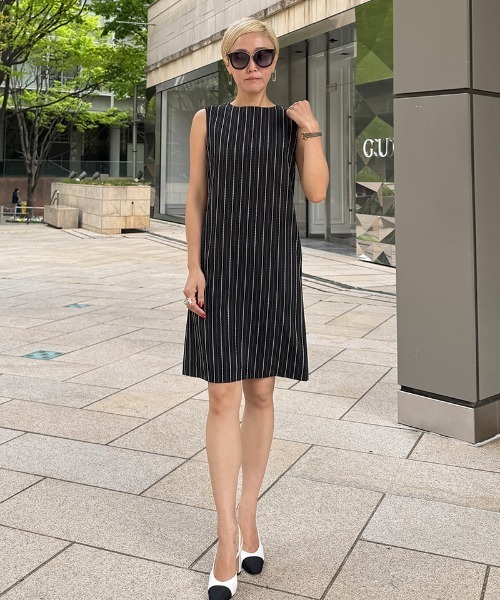 JENNE(ジェンヌ)の「ピンストライプワンピース(ワンピース・レディース・ブラック/ホワイト・SMALL/MEDIUM/LARGE)」の10枚目の写真