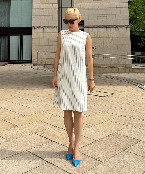 JENNE(ジェンヌ)の「ピンストライプワンピース(ワンピース・レディース・ブラック/ホワイト・SMALL/MEDIUM/LARGE)」の14枚目の写真