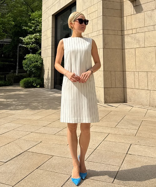 JENNE(ジェンヌ)の「ピンストライプワンピース(ワンピース・レディース・ブラック/ホワイト・SMALL/MEDIUM/LARGE)」の21枚目の写真