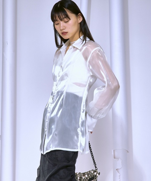 エジック Ezick シアー トップス シャツ ブラウス Ezick（エジック）の「シアーフレンチトップス（シャツ/ブラウス