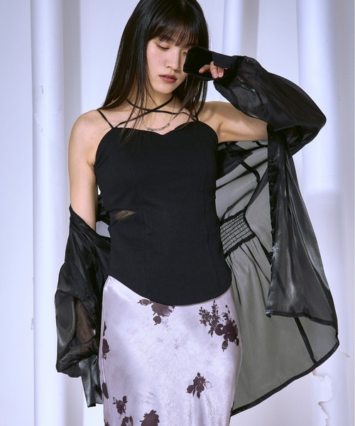 Ezick（エジック）の「Waist　tuck　design　光沢シアーシャツ（シャツ/ブラウス・レディース・オフホワイト/ブラック・FREE）」の16枚目の写真