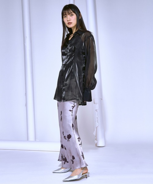 Waist tuck design 光沢シアーシャツ（シャツ/ブラウス）｜Ezick