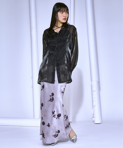 Waist tuck design 光沢シアーシャツ（シャツ/ブラウス）｜Ezick