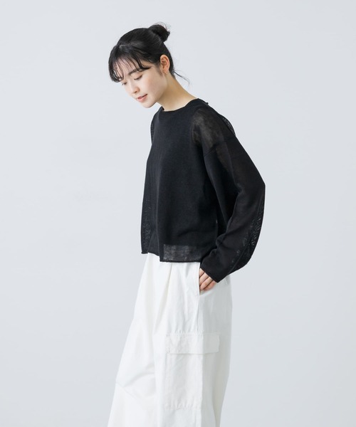 かぐれ　グレー　プルオーバーニット かぐれ｜リネンプルオーバーニット | Rakuten Fashion(楽天