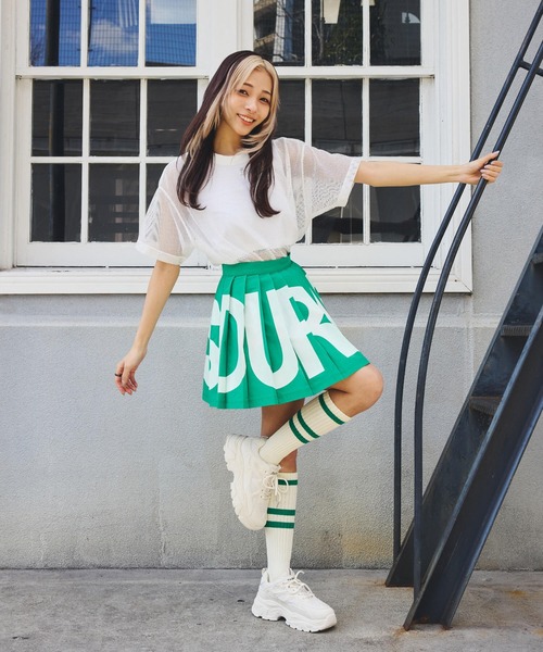 DURAS（デュラス）の「雑誌掲載｜ロゴプリントプリーツスカート（スカート・レディース・ブルー/ブラウン/グリーン・SMALL/MEDIUM）」の8枚目の写真