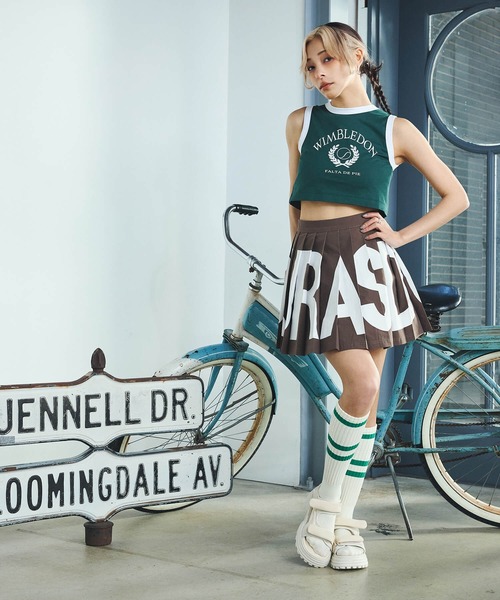 DURAS（デュラス）の「雑誌掲載｜ロゴプリントプリーツスカート（スカート・レディース・ブルー/ブラウン/グリーン・SMALL/MEDIUM）」の13枚目の写真