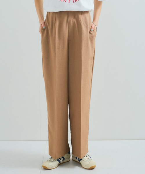 極美品 セリーヌ パンツ キャメル センタープレス　フランス製 lng-22345_001.jpg