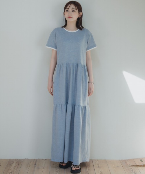 slattgir(スラットジール)の「高身長 鹿の子ティアードフレアワンピース(トールサイズ)Essenave(ワンピース・レディース・ネイビー/杢グレー/カーキ/ブラック・3L/4L/5L/M/L/LL)」の15枚目の写真
