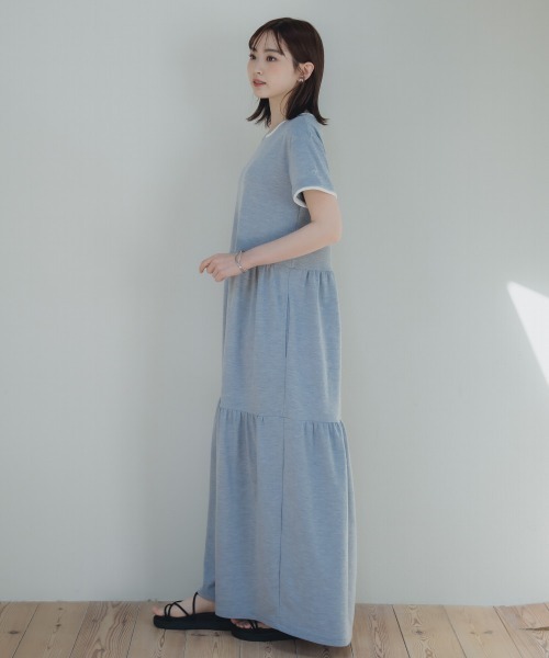 slattgir(スラットジール)の「高身長 鹿の子ティアードフレアワンピース(トールサイズ)Essenave(ワンピース・レディース・ネイビー/杢グレー/カーキ/ブラック・3L/4L/5L/M/L/LL)」の14枚目の写真