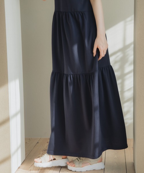 slattgir(スラットジール)の「高身長 鹿の子ティアードフレアワンピース(トールサイズ)Essenave(ワンピース・レディース・ネイビー/杢グレー/カーキ/ブラック・3L/4L/5L/M/L/LL)」の16枚目の写真