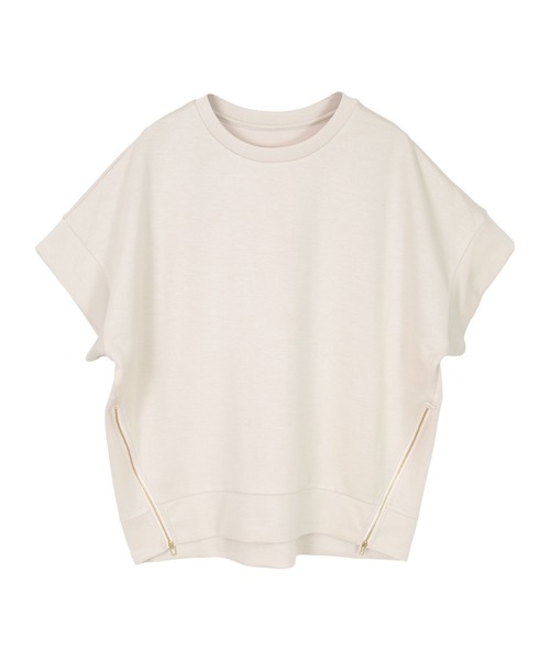 UR'S（ユアーズ）の「ジップスリットオーバーサイズプルオーバー（Tシャツ/カットソー・レディース・ライトベージュ/ブラック/杢グレー・S/L/M）」の3枚目の写真