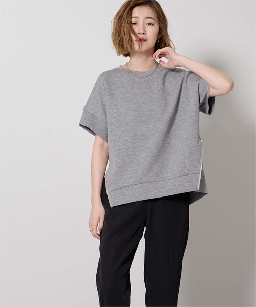 UR'S（ユアーズ）の「ジップスリットオーバーサイズプルオーバー（Tシャツ/カットソー・レディース・ライトベージュ/ブラック/杢グレー・S/L/M）」の10枚目の写真