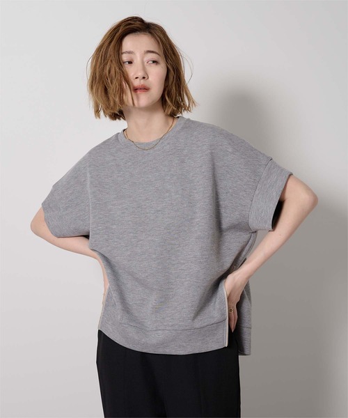 UR'S（ユアーズ）の「ジップスリットオーバーサイズプルオーバー（Tシャツ/カットソー・レディース・ライトベージュ/ブラック/杢グレー・S/L/M）」の12枚目の写真