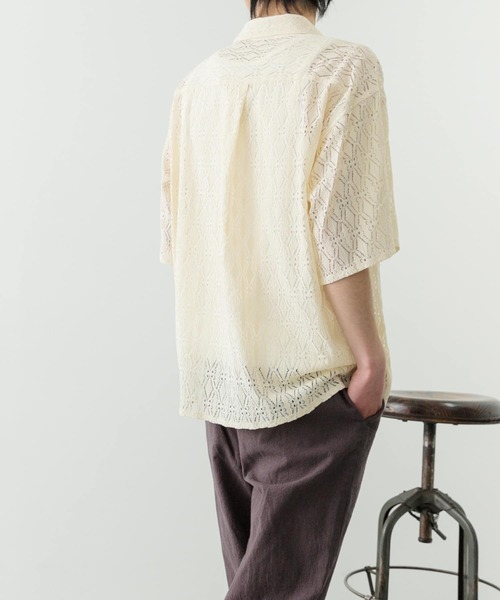 ITEMS URBANRESEARCH（アイテムズ アーバンリサーチ）の「レギュラーカラーレース半袖シャツ（シャツ/ブラウス・メンズ・オフホワイト/ブラック/グリーン系その他・MEDIUM/LARGE）」の7枚目の写真