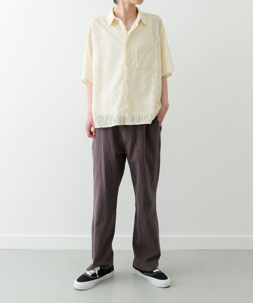 ITEMS URBANRESEARCH（アイテムズ アーバンリサーチ）の「レギュラーカラーレース半袖シャツ（シャツ/ブラウス・メンズ・オフホワイト/ブラック/グリーン系その他・MEDIUM/LARGE）」の8枚目の写真