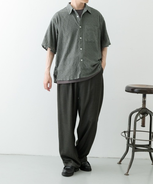 ITEMS URBANRESEARCH（アイテムズ アーバンリサーチ）の「レギュラーカラーレース半袖シャツ（シャツ/ブラウス・メンズ・オフホワイト/ブラック/グリーン系その他・MEDIUM/LARGE）」の12枚目の写真