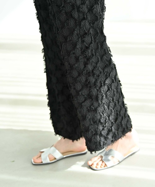洗練モノトーン♡【 CHANEL 】シルクジャガード パンツ セール】サークルカットジャガードストレートパンツ（その他
