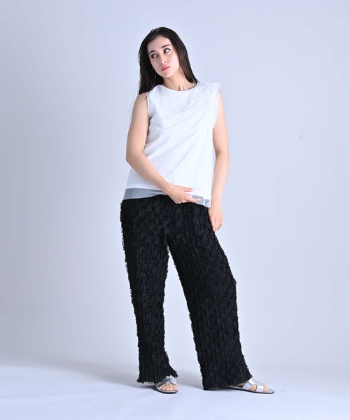 軽やか上品♡艶めくジャカード【CHANEL】パンツ セール】サークルカットジャガードストレートパンツ（その他