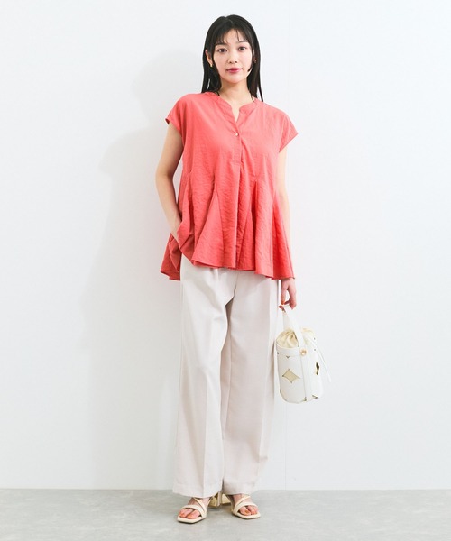 VIS（ビス）の「【防シワ/洗える】スキッパーフレアブラウス（シャツ/ブラウス・レディース・ブラック/レッド系その他/ホワイト/サックスブルー・FREE）」の17枚目の写真