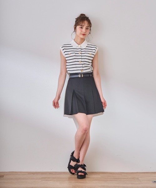 31 Sons de mode(トランテアン ソン ドゥ モード)の「2025春夏新作 取り外し襟付きニット(ニット/セーター・レディース・ピンク/イエロー/ネイビー/ホワイト×ブラック・フリ-)」の10枚目の写真