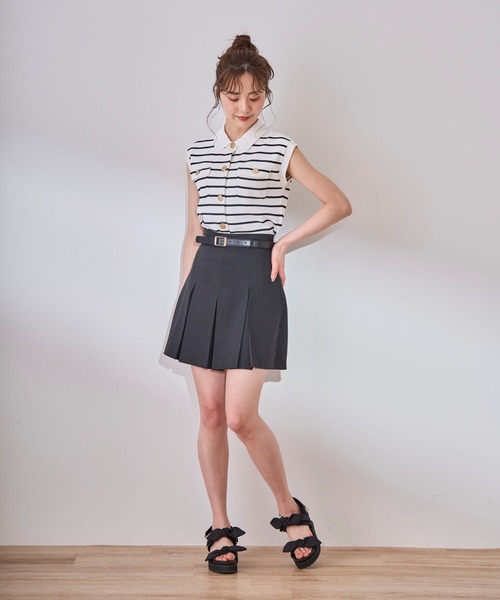 31 Sons de mode(トランテアン ソン ドゥ モード)の「2025春夏新作 取り外し襟付きニット(ニット/セーター・レディース・ピンク/イエロー/ネイビー/ホワイト×ブラック・フリ-)」の11枚目の写真