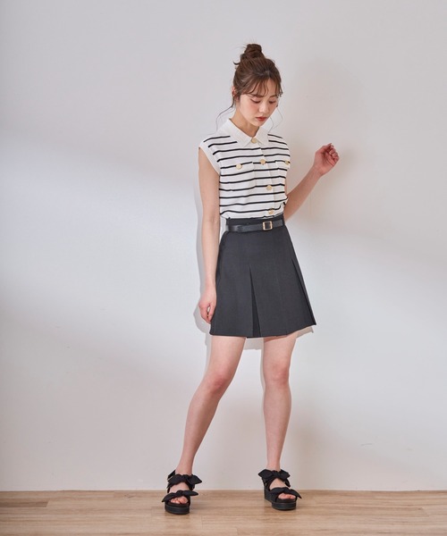 31 Sons de mode(トランテアン ソン ドゥ モード)の「2025春夏新作 取り外し襟付きニット(ニット/セーター・レディース・ピンク/イエロー/ネイビー/ホワイト×ブラック・フリ-)」の12枚目の写真