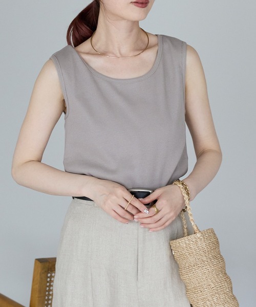 Fizz（フィズ）の「【Fizz/フィズ】　リブメロウタンクトップ（タンクトップ・レディース・ブラック/ホワイト/グレイッシュベージュ/オレンジ/ブルー・M/L）」の3枚目の写真