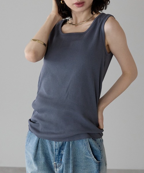 Fizz（フィズ）の「【Fizz/フィズ】　リブメロウタンクトップ（タンクトップ・レディース・ブラック/ホワイト/グレイッシュベージュ/オレンジ/ブルー・M/L）」の4枚目の写真