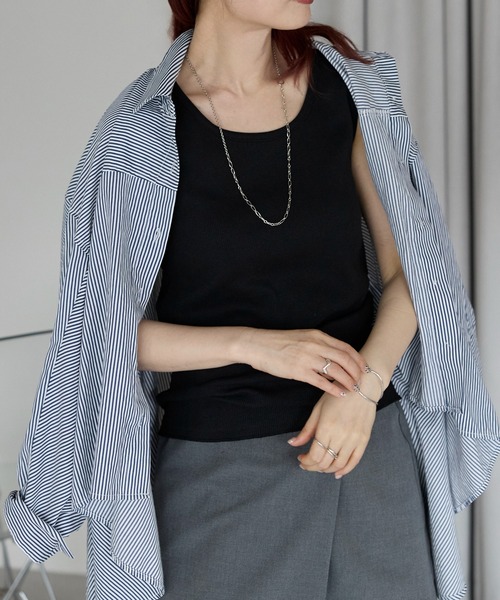 Fizz（フィズ）の「【Fizz/フィズ】　リブメロウタンクトップ（タンクトップ・レディース・ブラック/ホワイト/グレイッシュベージュ/オレンジ/ブルー・M/L）」の19枚目の写真