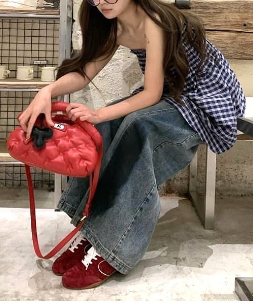 SHEENA(シーナ)の「チェック柄シャーリングベアチュニック(キャミソール・レディース・ネイビー・M)」の17枚目の写真
